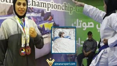 لاعبات كاراتيه ايرانيات يتعاطفن مع لاعبة فلسطينية فقدت ساقها بالعدوان الصهيوني